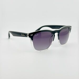 Ray-Ban Steve Sunglasses RB4487 Polished Black on Transparent Frame Gray Lenses!